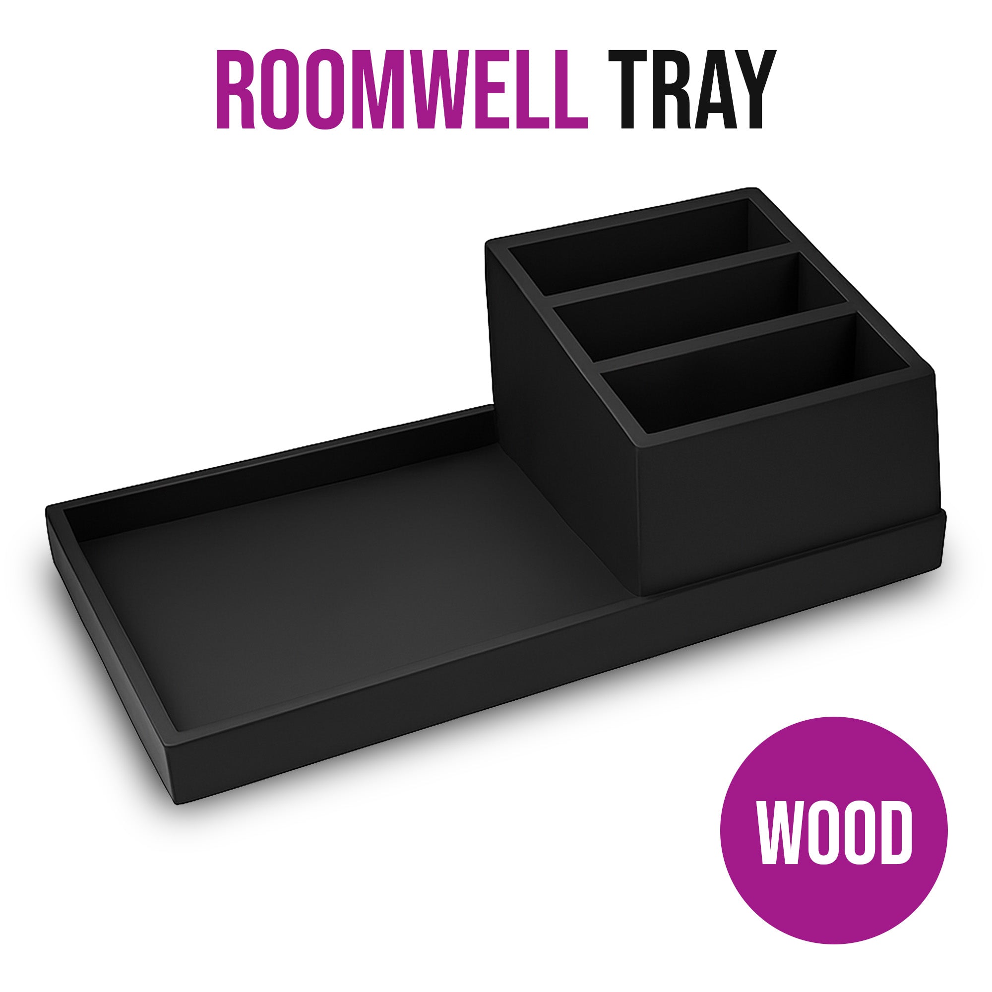Roomwell, Artisan Tray with Condiment Holder, Wooden