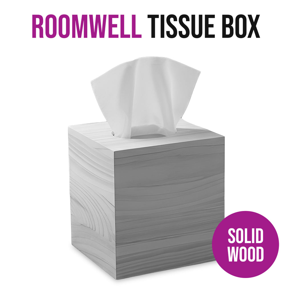 Roomwell, Artisan Tissue Box, Square Cube, Wood
