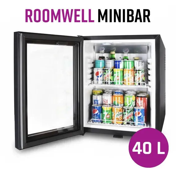 Roomwell, Minibar, 40 L Capacity, Glass Door, 68 W, 55.8 Cm Height