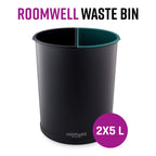 Roomwell, Waste Bin, Duo Design, 2 Compartments, 2x5 L Capacity, 25.5 Cm Height