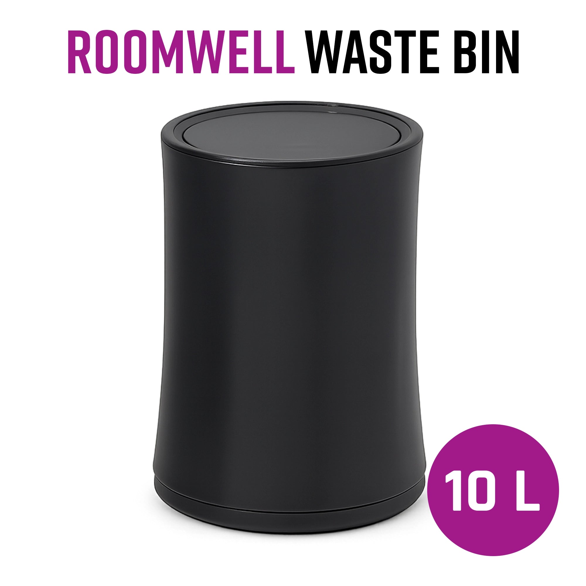 Roomwell, Waste Bin, 10 L Capacity, Round, Swing Design, 27 Cm Height