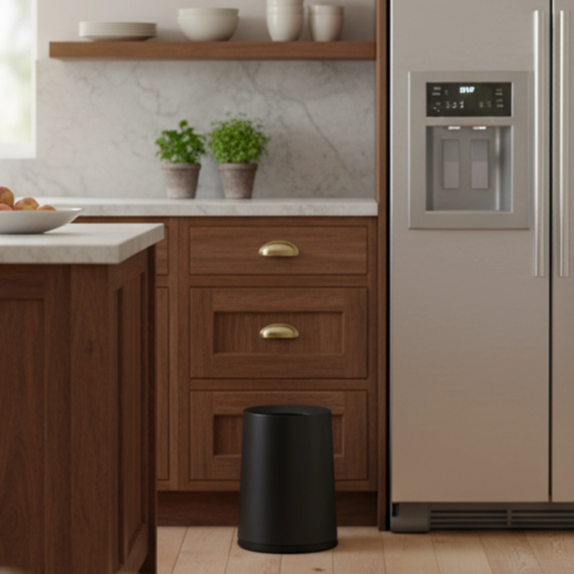 Roomwell, Waste Bin, 9 L Capacity, Round, Cello Design, 30 Cm Height