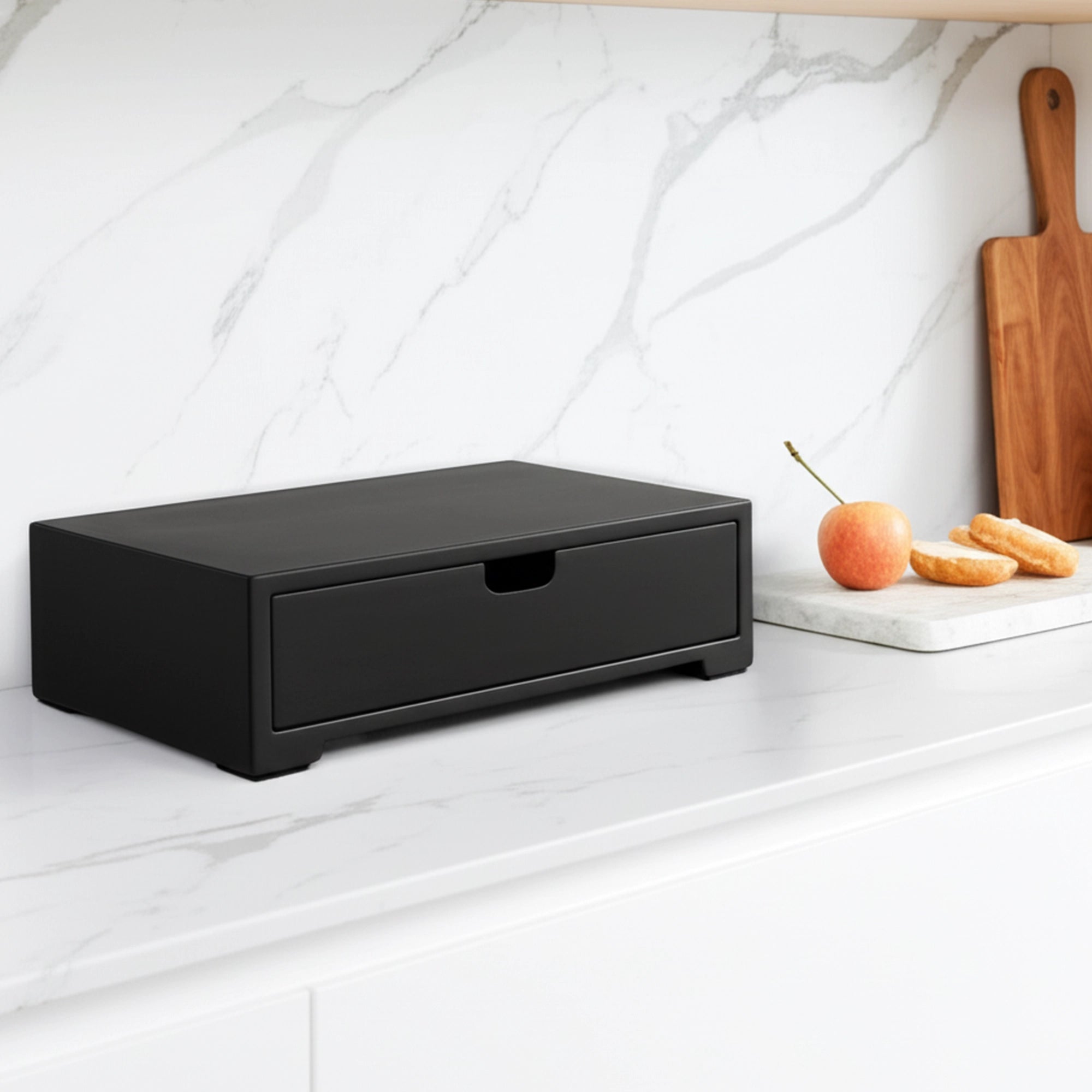 Roomwell, Amenity Drawer Box, Black Wood, 45 × 20 Cm
