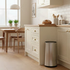 Roomwell, Waste Bin, 10 L Capacity, Round, Silver, Swing Design, 27 Cm Height