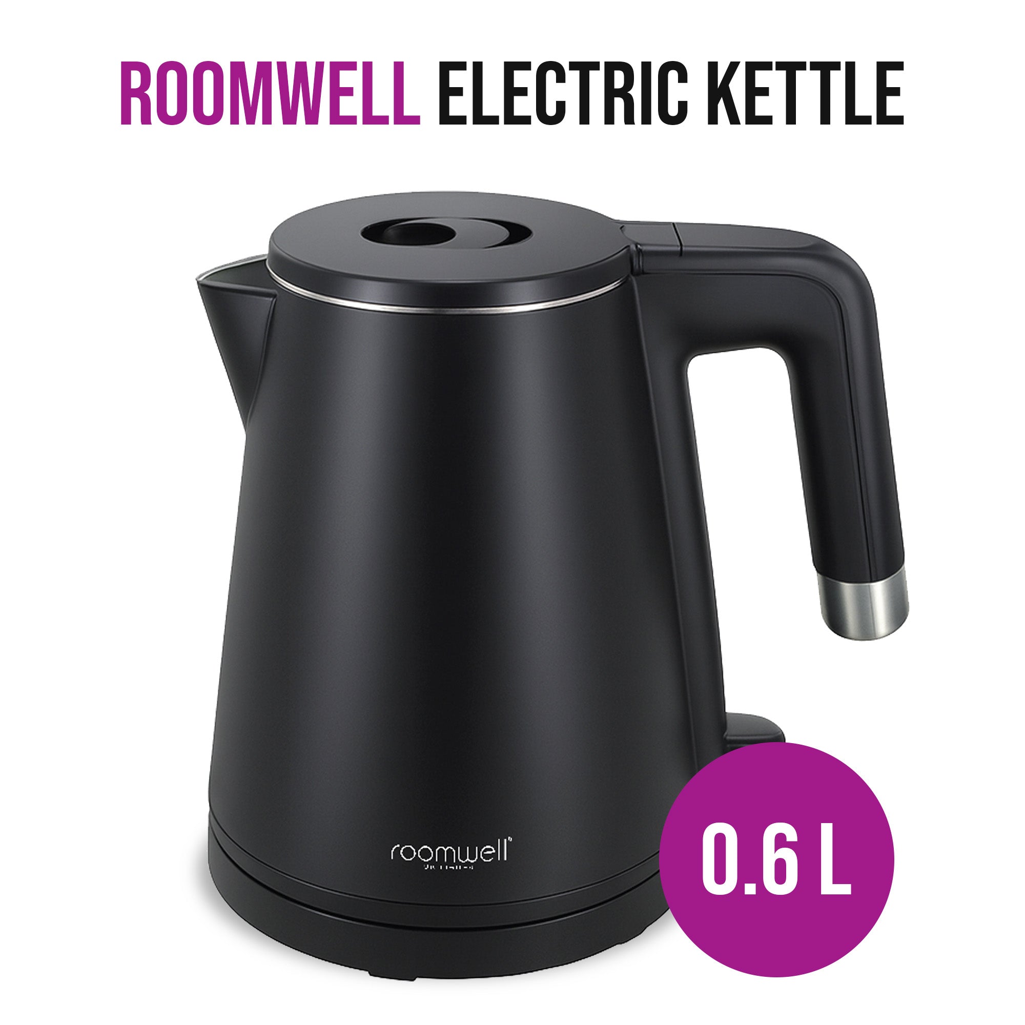 Roomwell, Nova Electric Kettle, 0.6L, 1000 W, Black