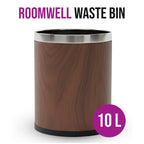 Roomwell, Guest Room Waste Bin Leather, Round, 10 L, Brown