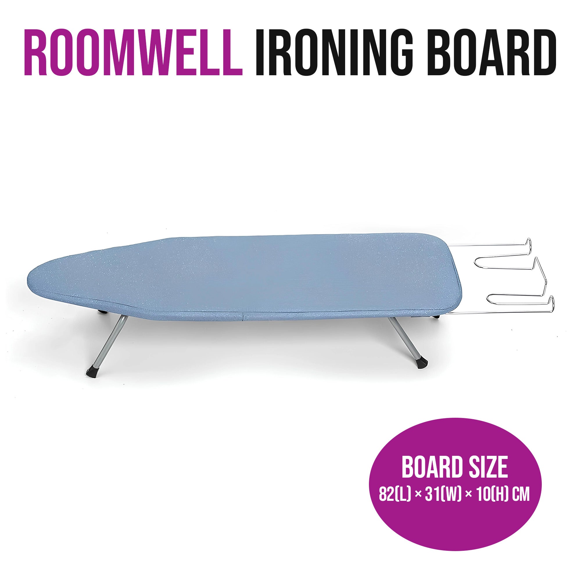 Roomwell, Mini Plus Ironing Board With Caddy, Tabletop, Blue
