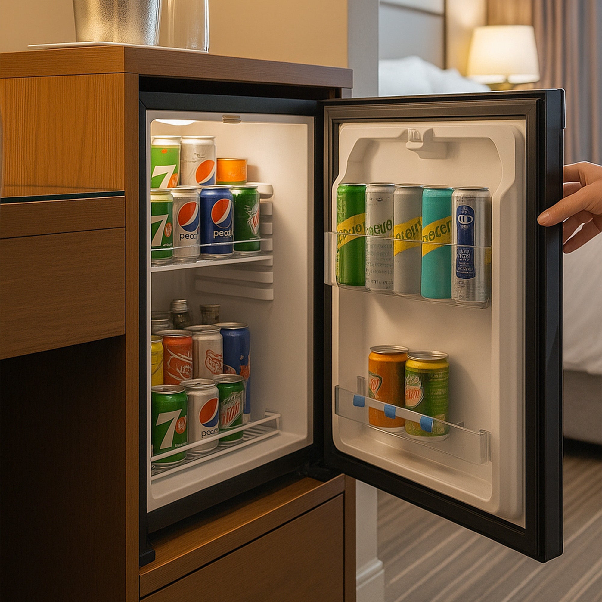 Roomwell, High Cool Absorption Minibar, Solid Door, 30 L, Black