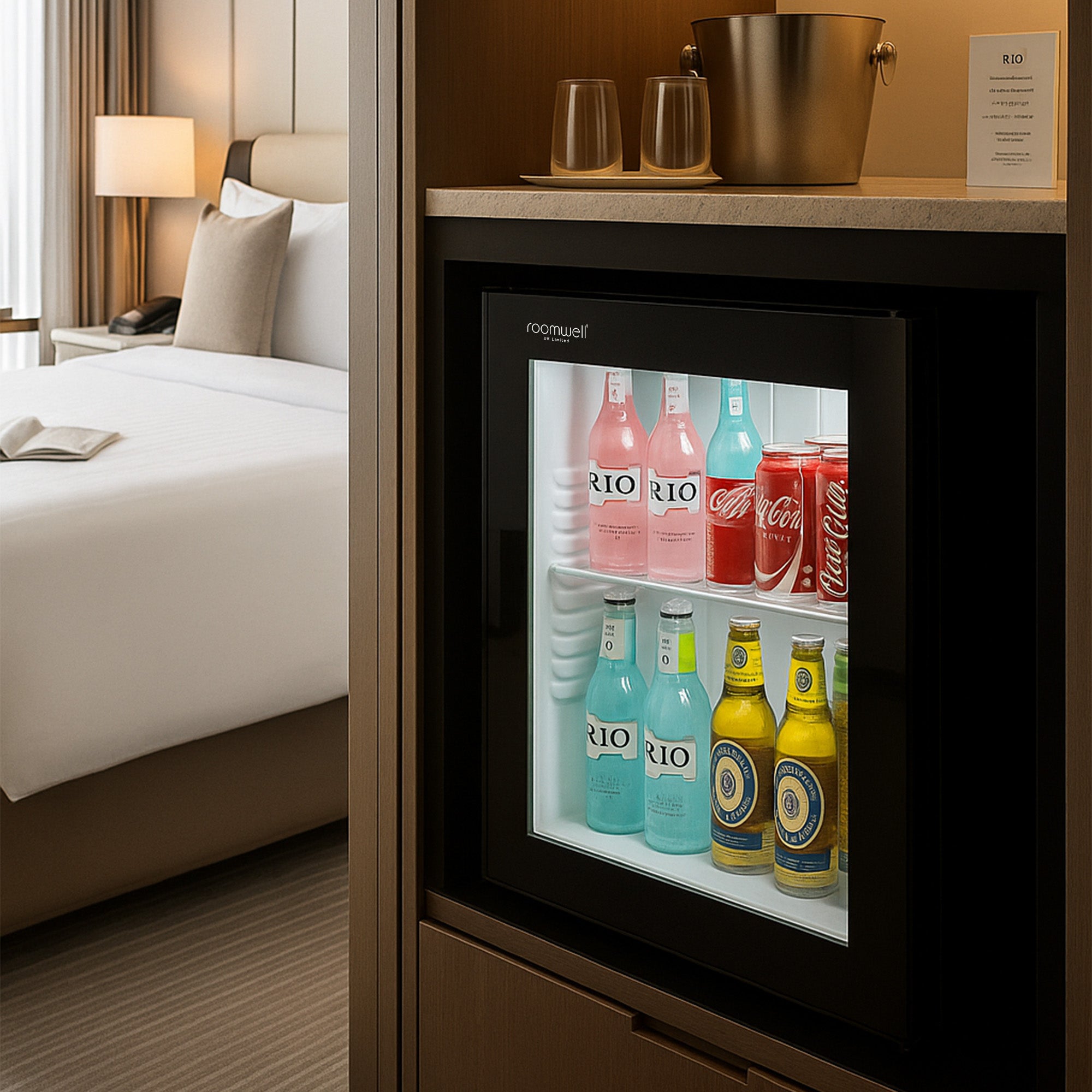 Roomwell, High Cool Absorption Minibar, Glass Door, 60 L, Black