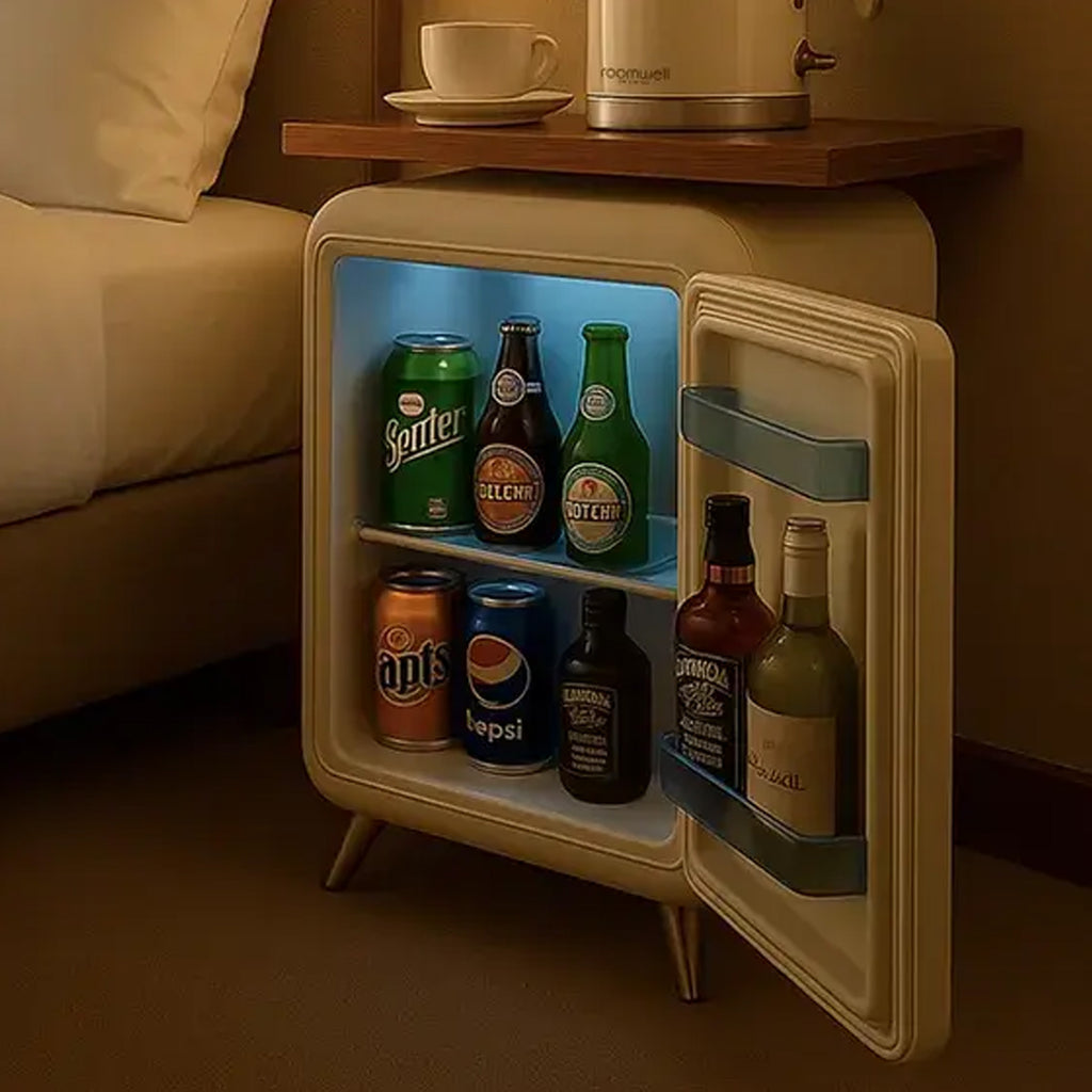 Roomwell, Retro Compressor Minibar, Solid Door, 38 L, White