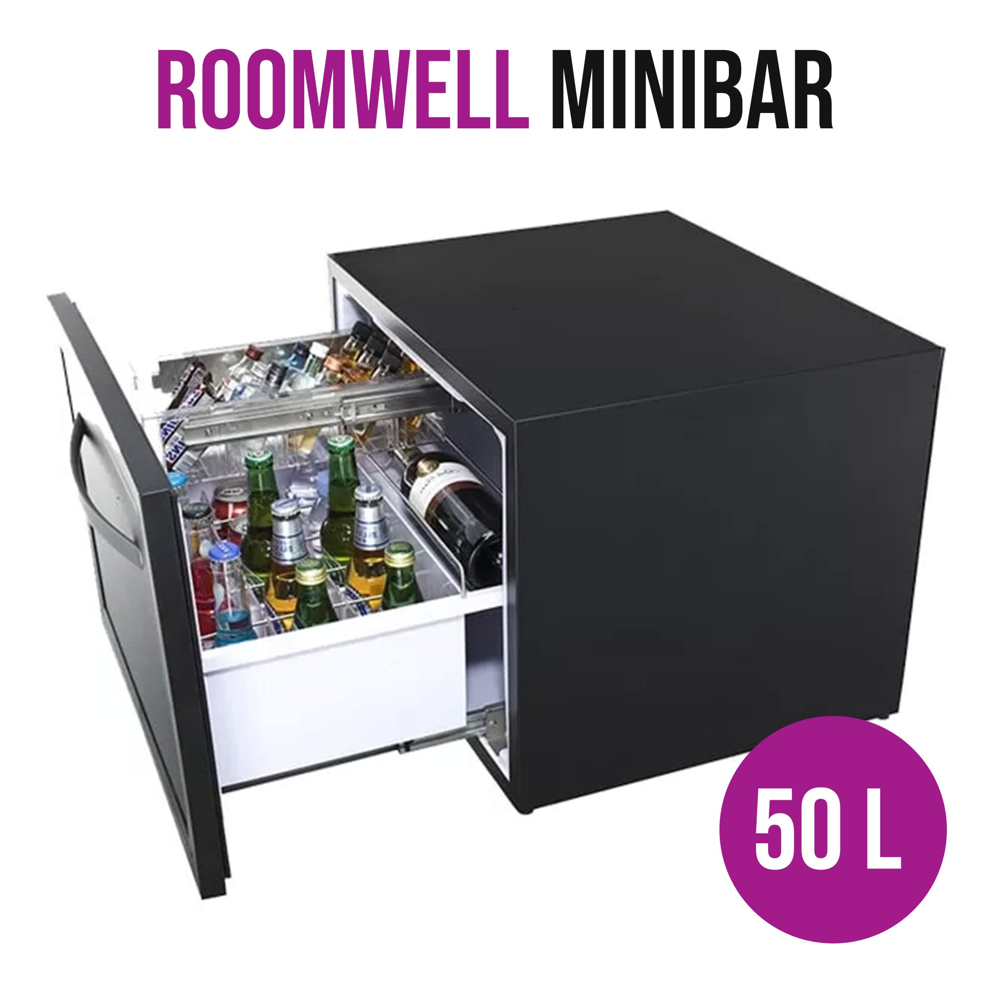 Roomwell, Star Drawer Minibar, 50L, Black