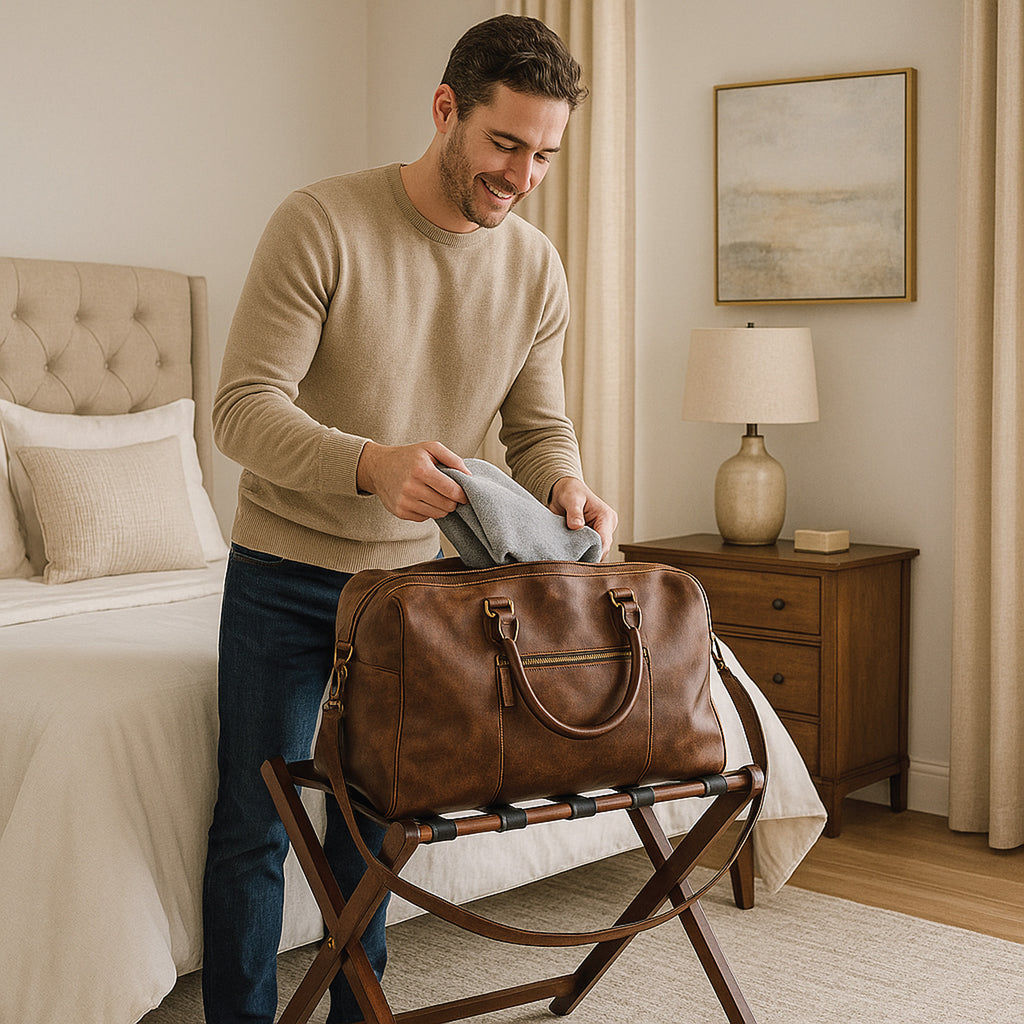 Roomwell, Cube Wooden Luggage Rack, 300 kg, Mahogany