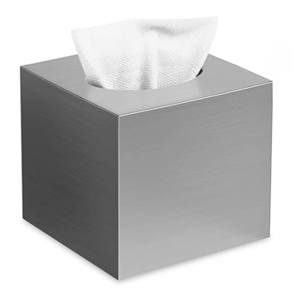 Roomwell, Titan Tissue Box, Square Cube, Stainless Steel