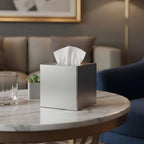 Roomwell, Titan Tissue Box, Square Cube, Stainless Steel