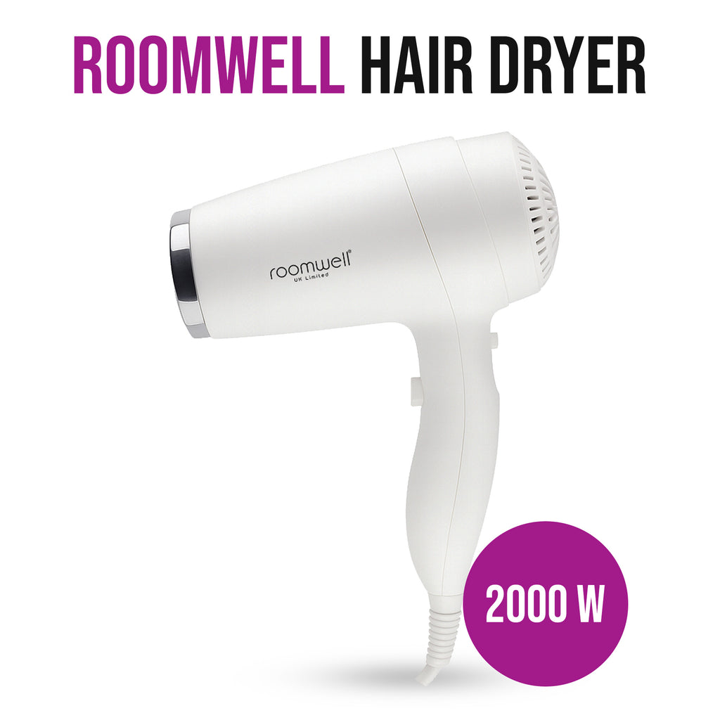 Roomwell, Classic Wall Mounted Hair Dryer, 2000W, White