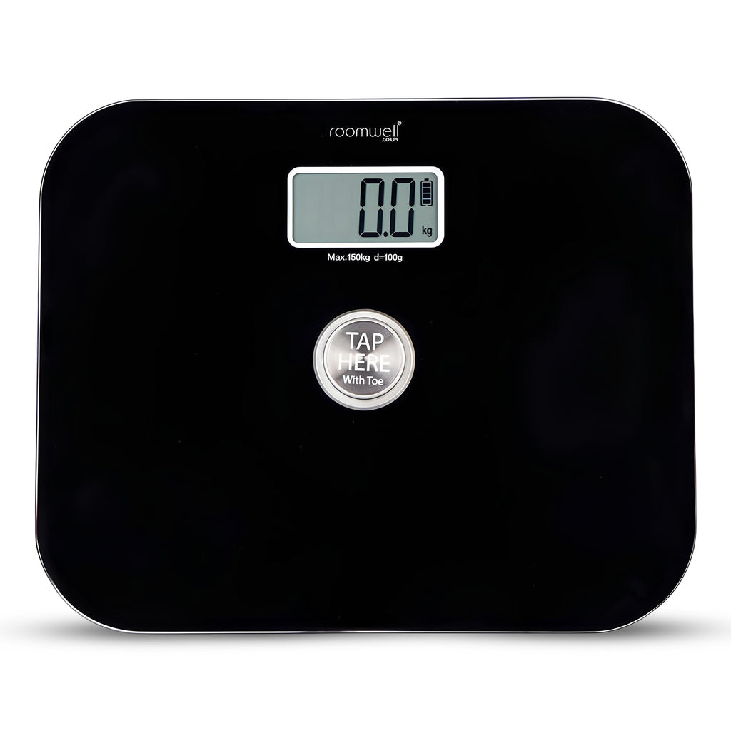 Roomwell, Digital Bathroom Weight Scale, Battery Free, Black