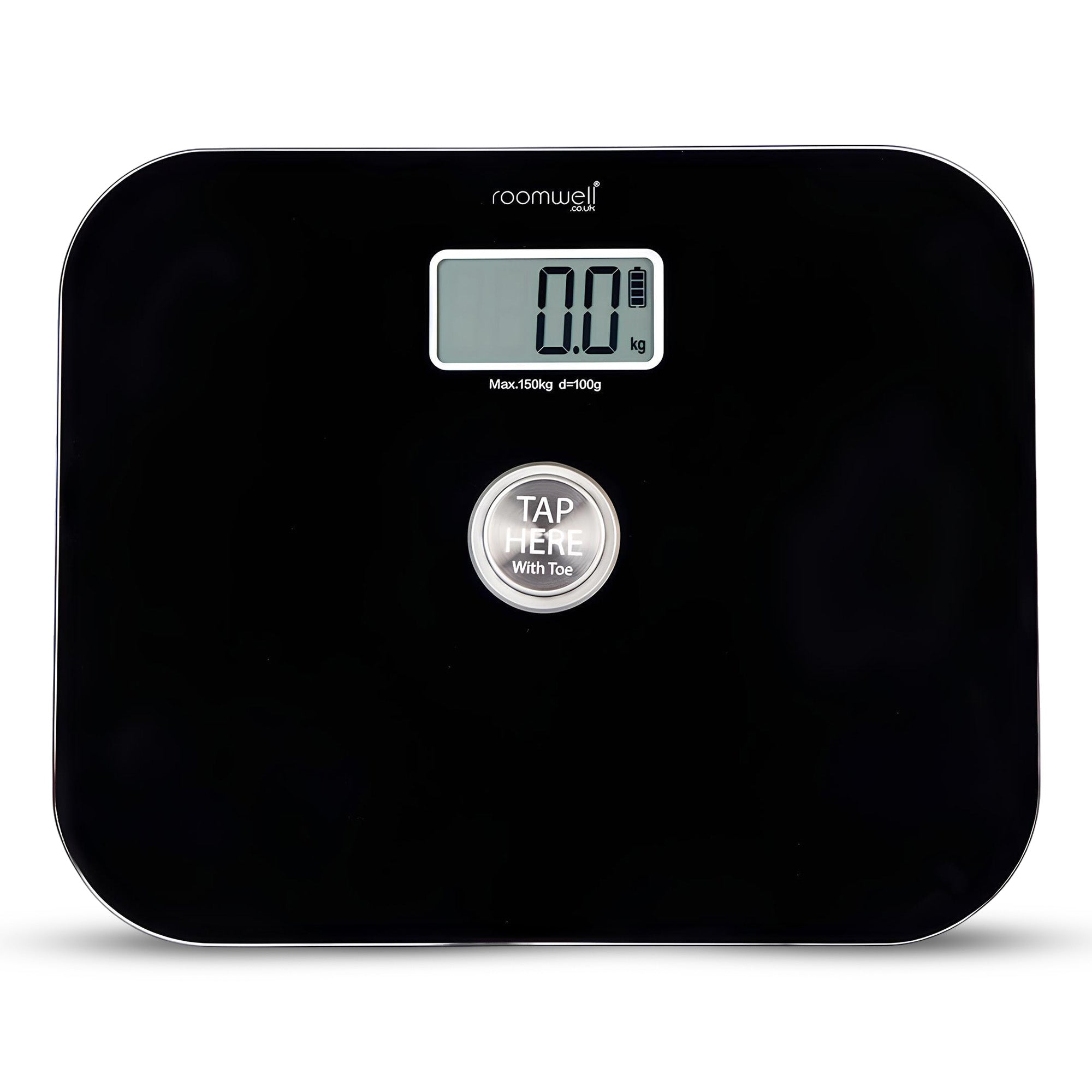 Roomwell, Digital Bathroom Weight Scale, Battery Free, Black