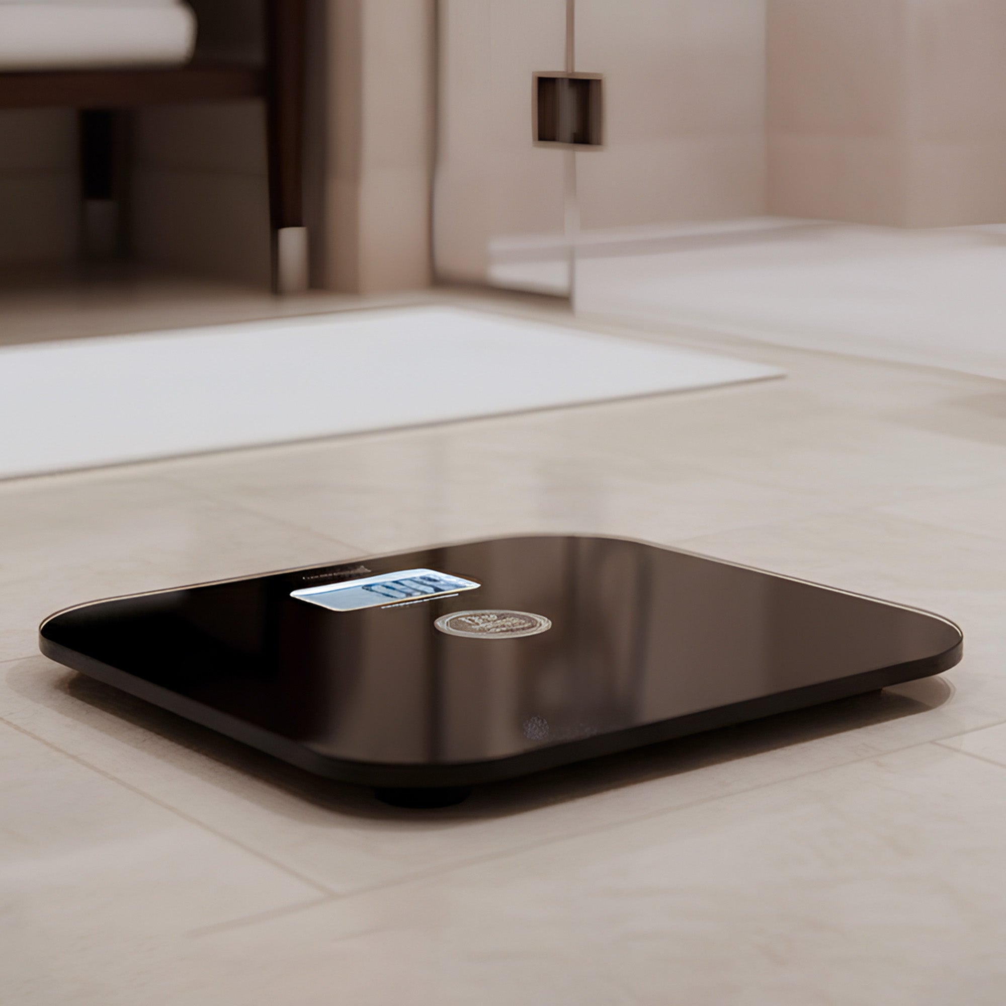 Roomwell, Digital Bathroom Weight Scale, Battery Free, Black