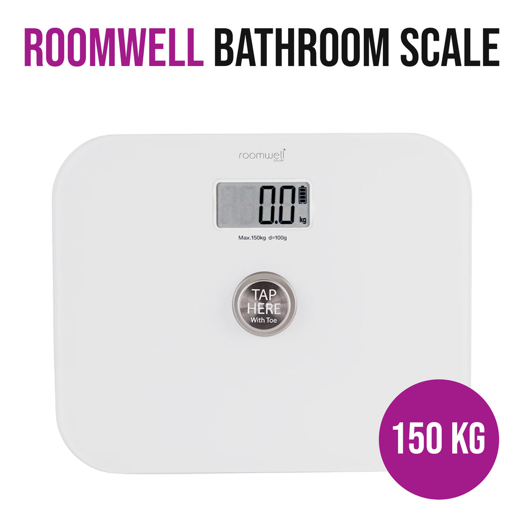 Roomwell, Digital Bathroom Weight Scale, Battery Free, White