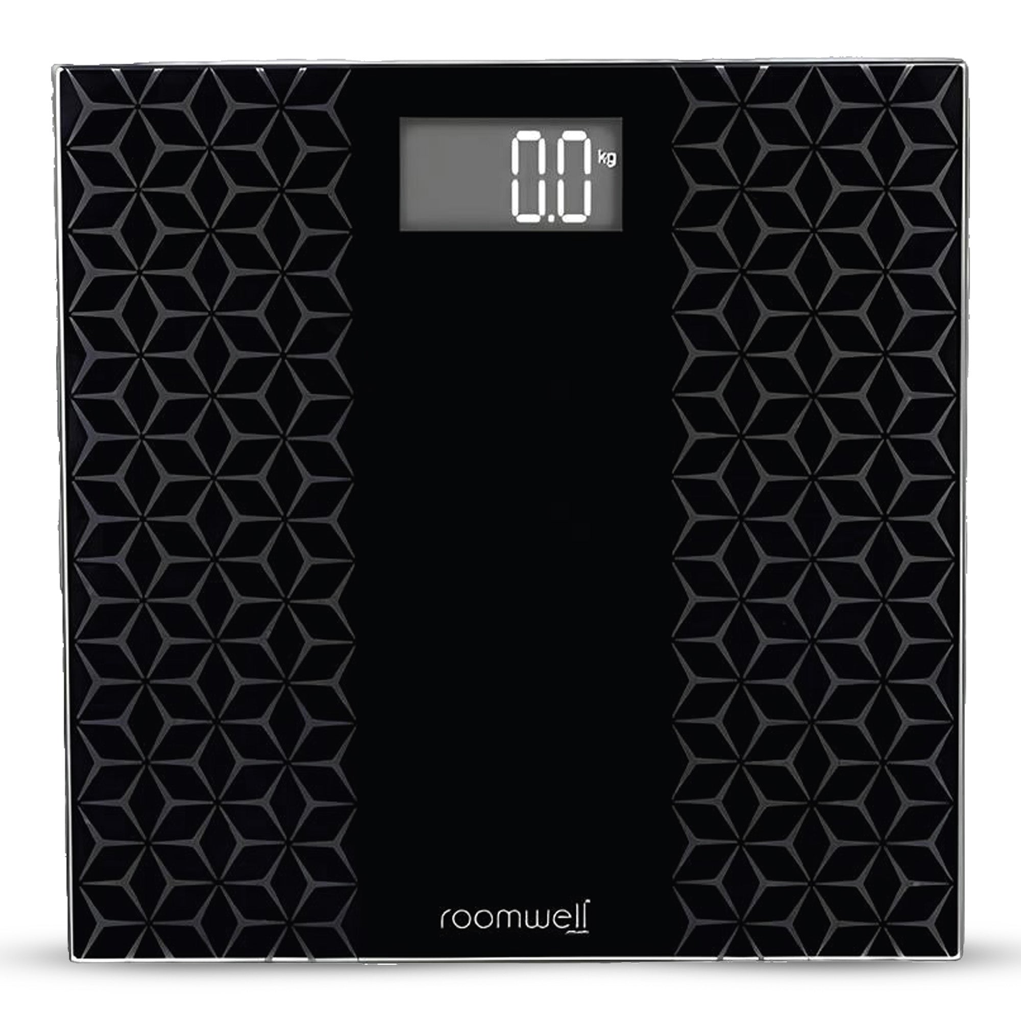 Roomwell, Serene Bathroom Weight Scale, 3D Tempered Glass, Black