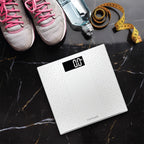 Roomwell, Serene Bathroom Weight Scale, 3D Tempered Glass, White