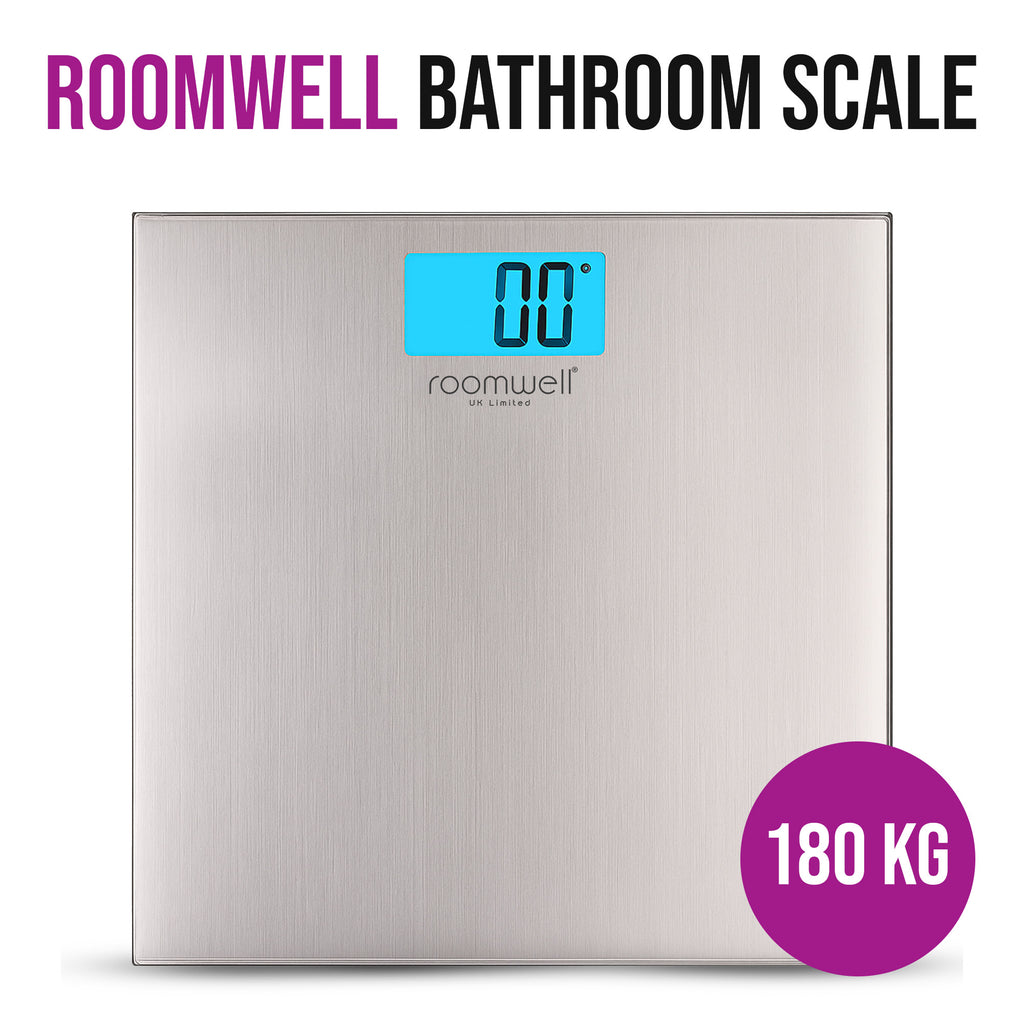 Roomwell, Slimline Digital Bathroom Scale, Stainless Steel, 1 Carton x 8 pcs
