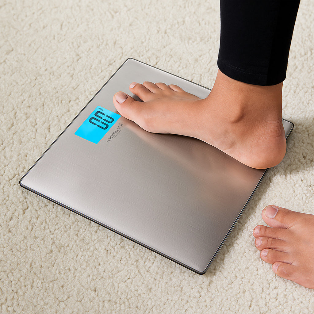 Roomwell, Slimline Digital Bathroom Scale, Stainless Steel, 1 Carton x 8 pcs
