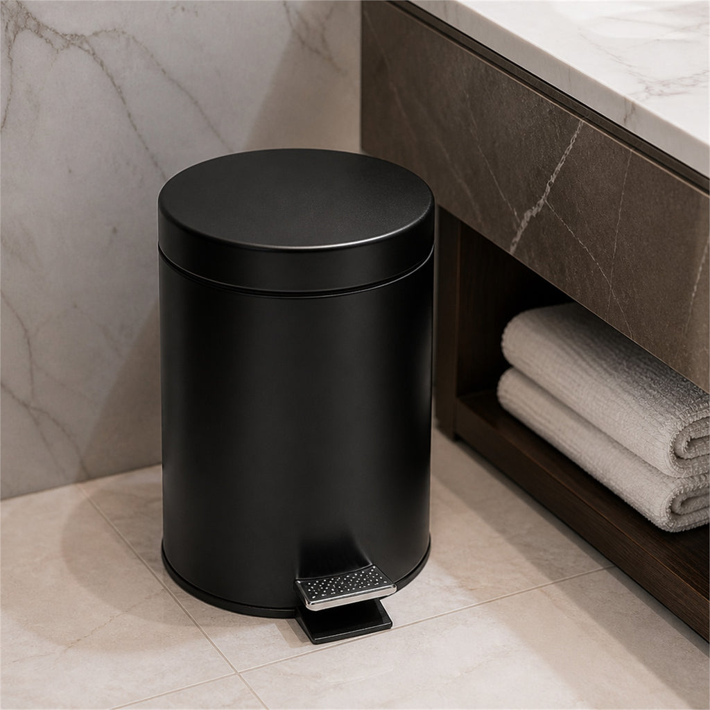 Roomwell, Core Pedal Bin, Round, 3L, Black - hotel room view 2