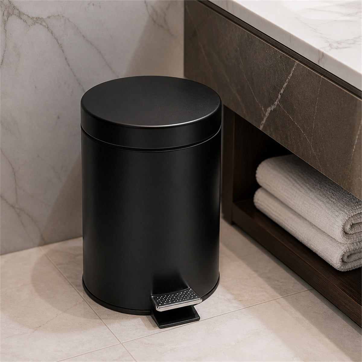Roomwell, Core Pedal Bin, Round, 3L, Black - hotel room view 2