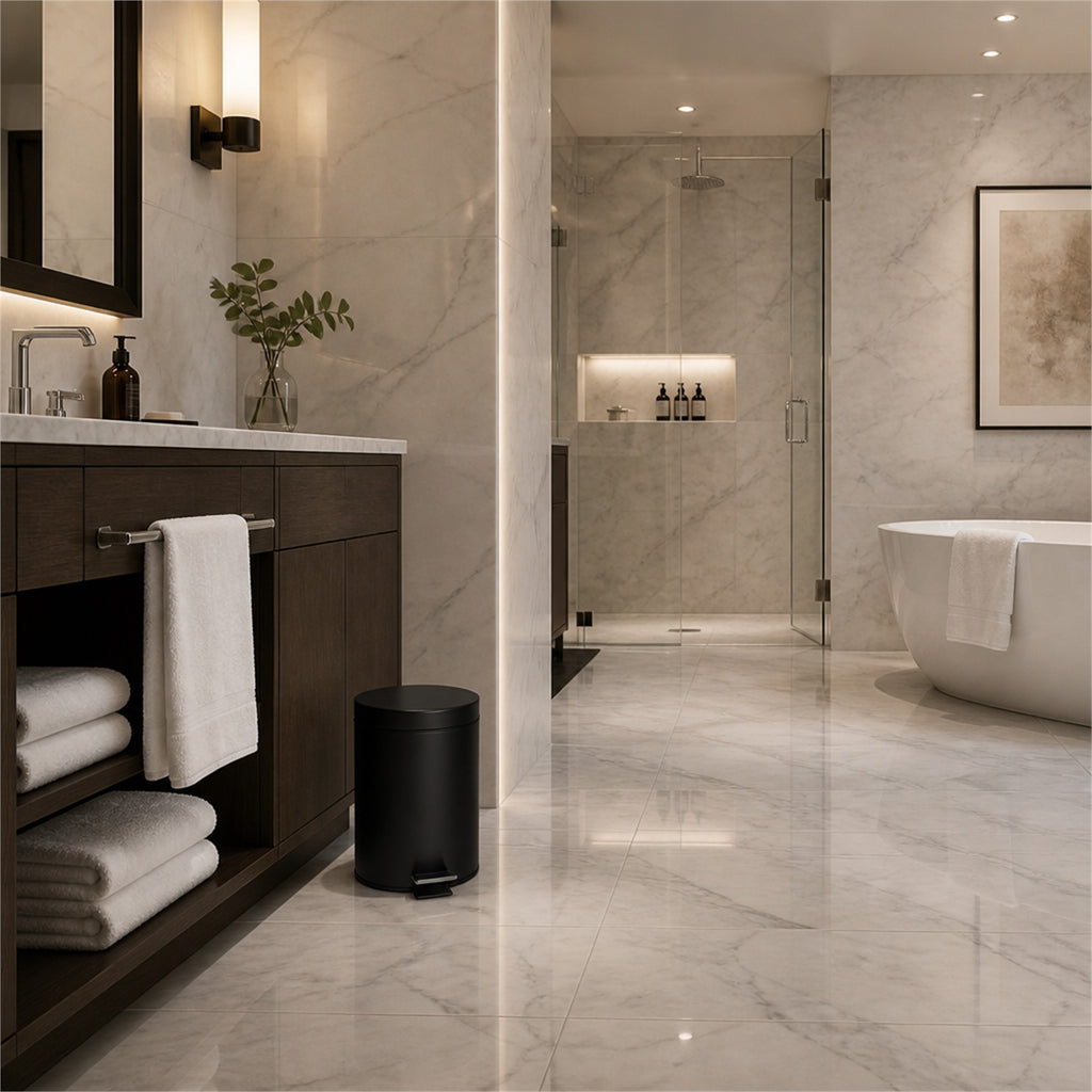 Roomwell, Core Pedal Bin, Round, 3L, Black - hotel room view 3