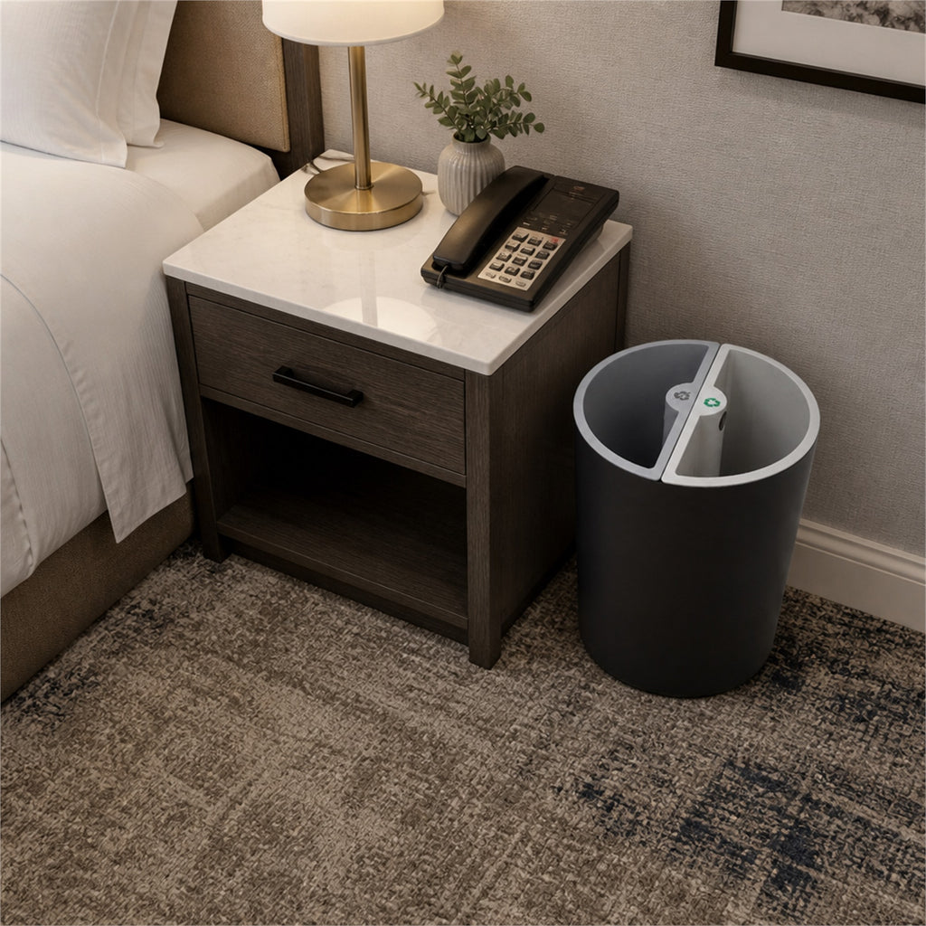 Roomwell, Tandem Dual-Compartment Recycling Bin, 10L - hotel room view 2